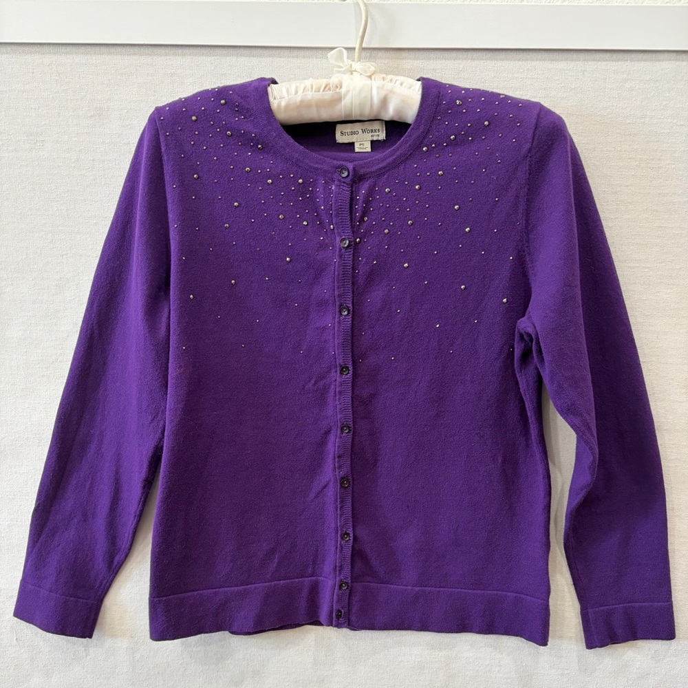 Studio Works Purple Metallic Embellished Sweater